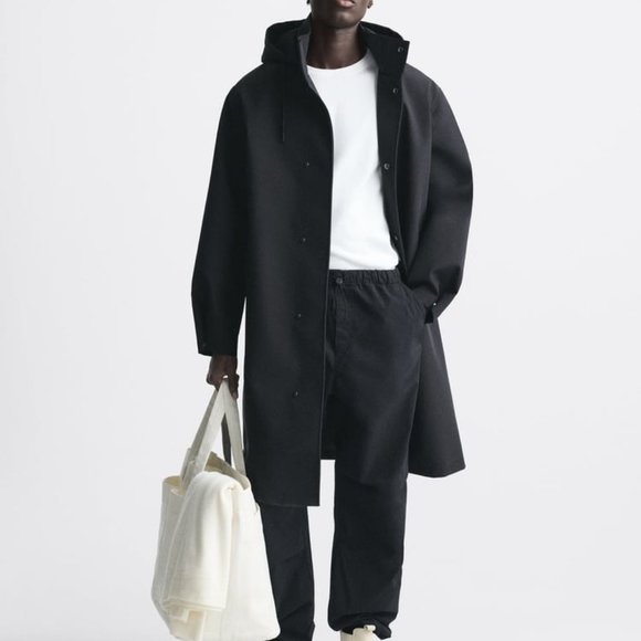 Zara Technical Water Repellent Parka Black 8281/885 Men's - Picture 2 of 14